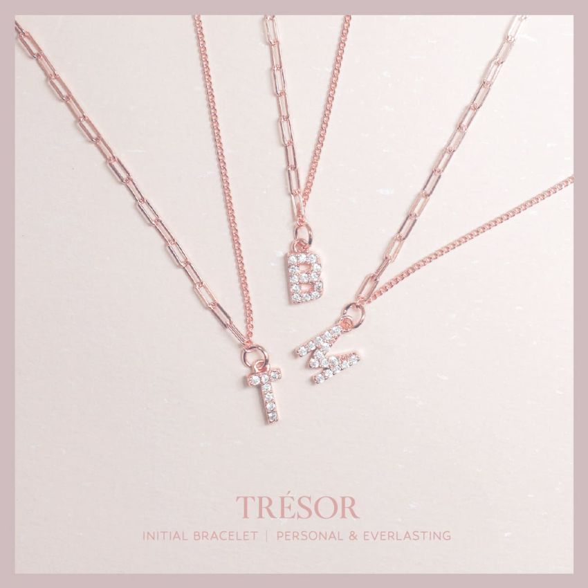 Trésor 字母 [ T ] 手鏈 (玫瑰金)