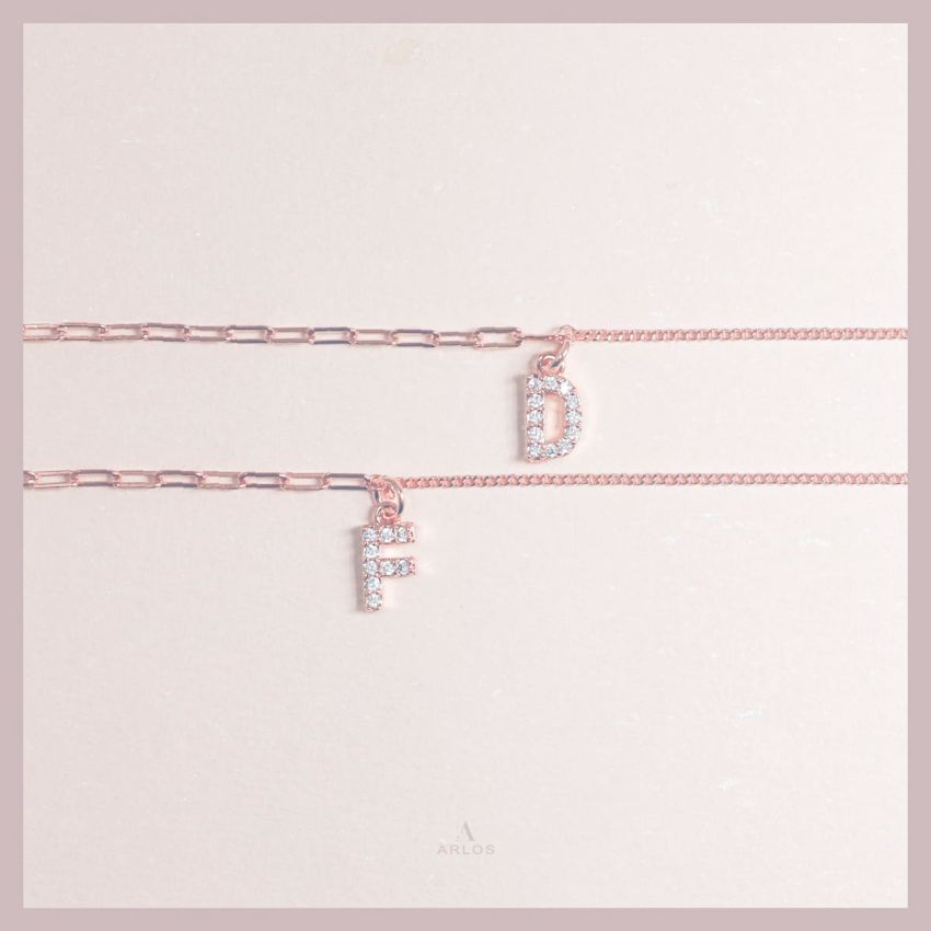Trésor 字母 [ F ] 手鏈 (玫瑰金)