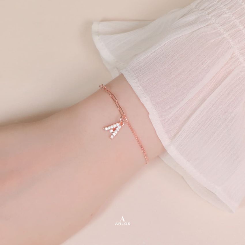 Trésor 字母 [ A ] 手鏈 (玫瑰金)