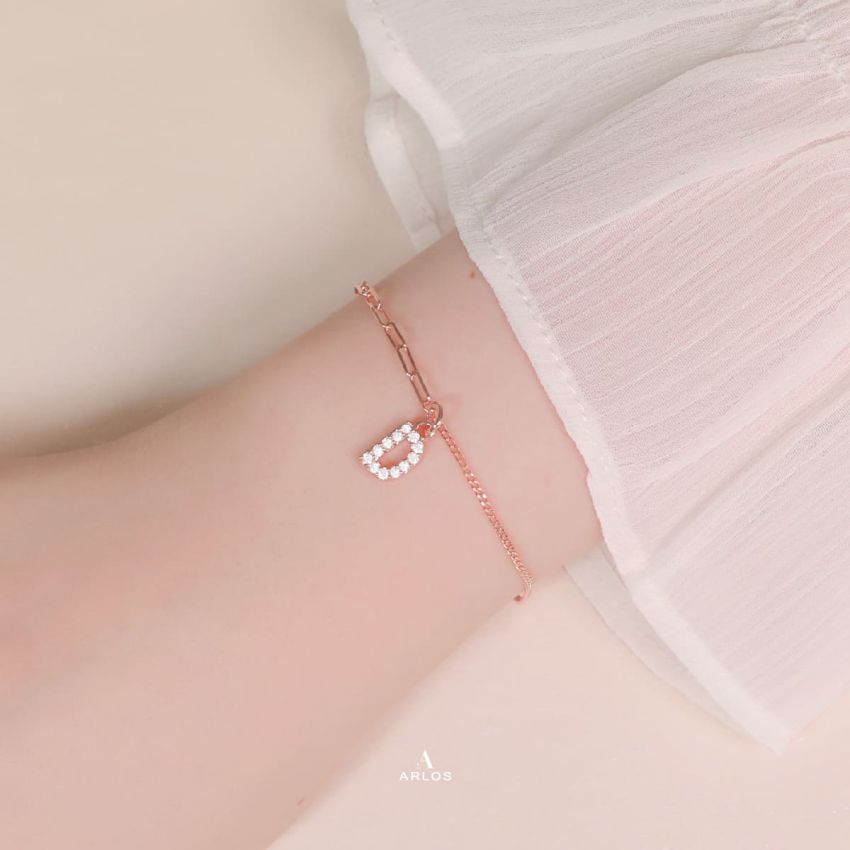 Trésor 字母 [ D ] 手鏈 (玫瑰金)