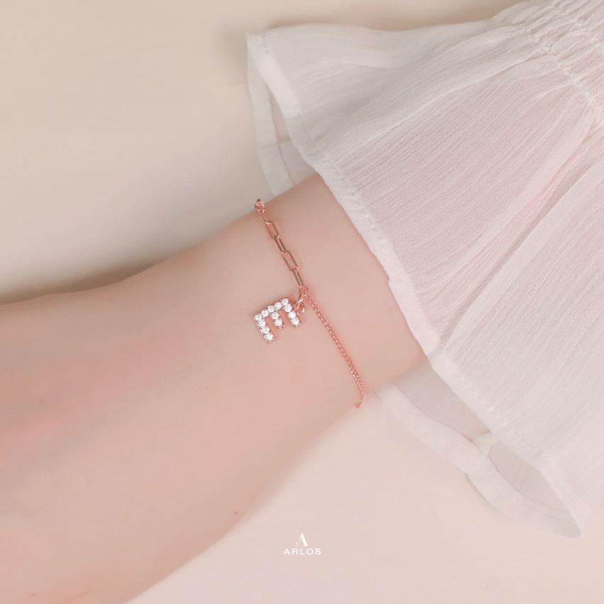 Trésor 字母 [ E ] 手鏈 (玫瑰金)