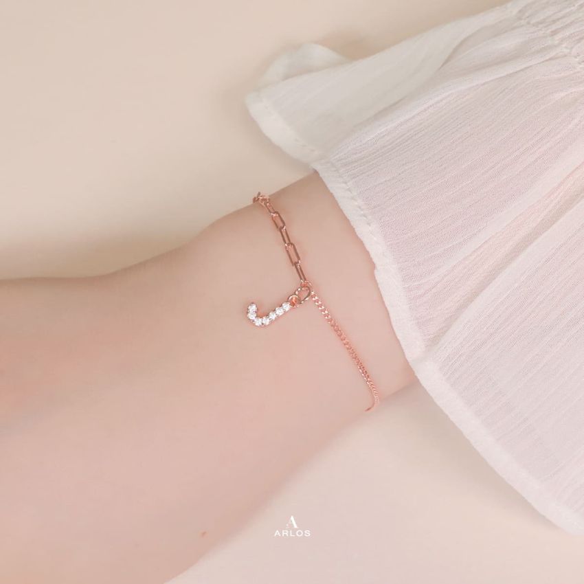 Trésor 字母 [ J ] 手鏈 (玫瑰金)