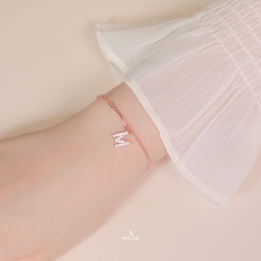 Trésor 字母 [ M ] 手鏈 (玫瑰金)