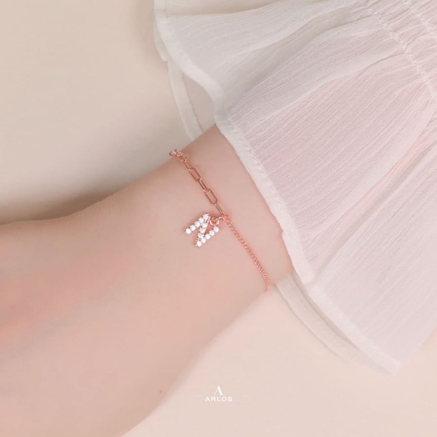 Trésor 字母 [ N ] 手鏈 (玫瑰金)