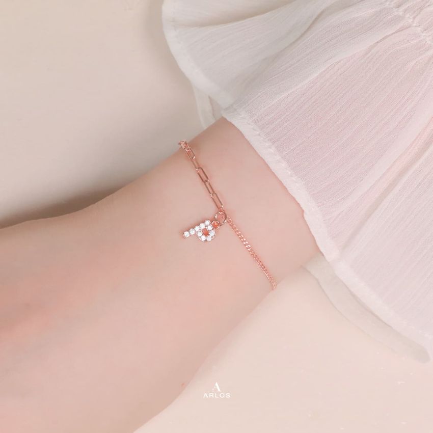 Trésor 字母 [ P ] 手鏈 (玫瑰金)