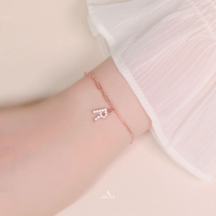 Trésor 字母 [ R ] 手鏈 (玫瑰金)