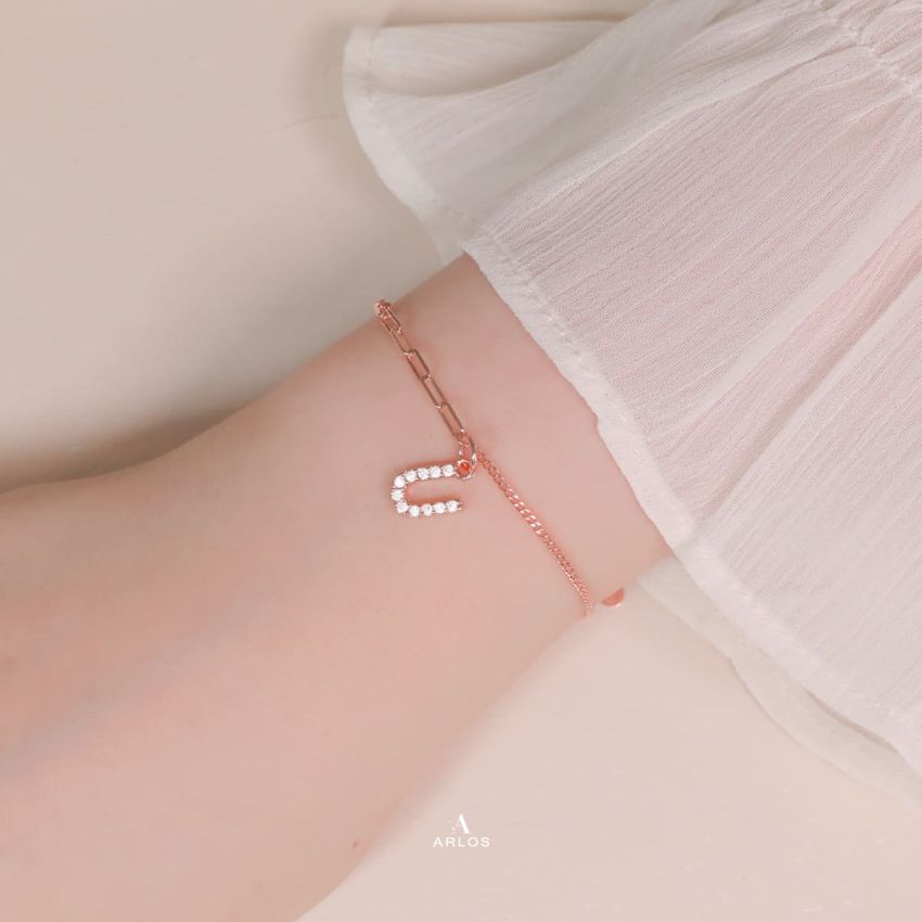 Trésor 字母 [ U ] 手鏈 (玫瑰金)