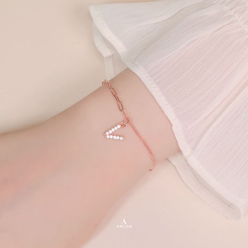 Trésor 字母 [ V ] 手鏈 (玫瑰金)