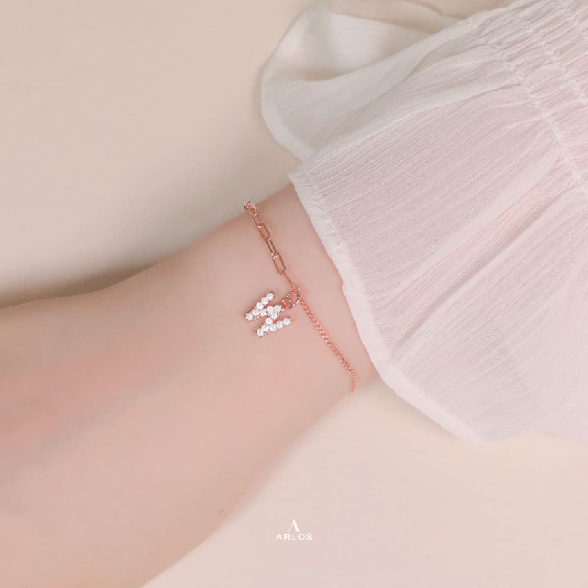 Trésor 字母 [ W ] 手鏈 (玫瑰金)