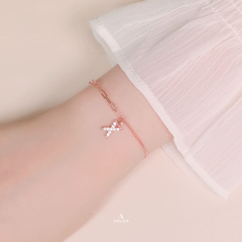 Trésor 字母 [ X ] 手鏈 (玫瑰金)