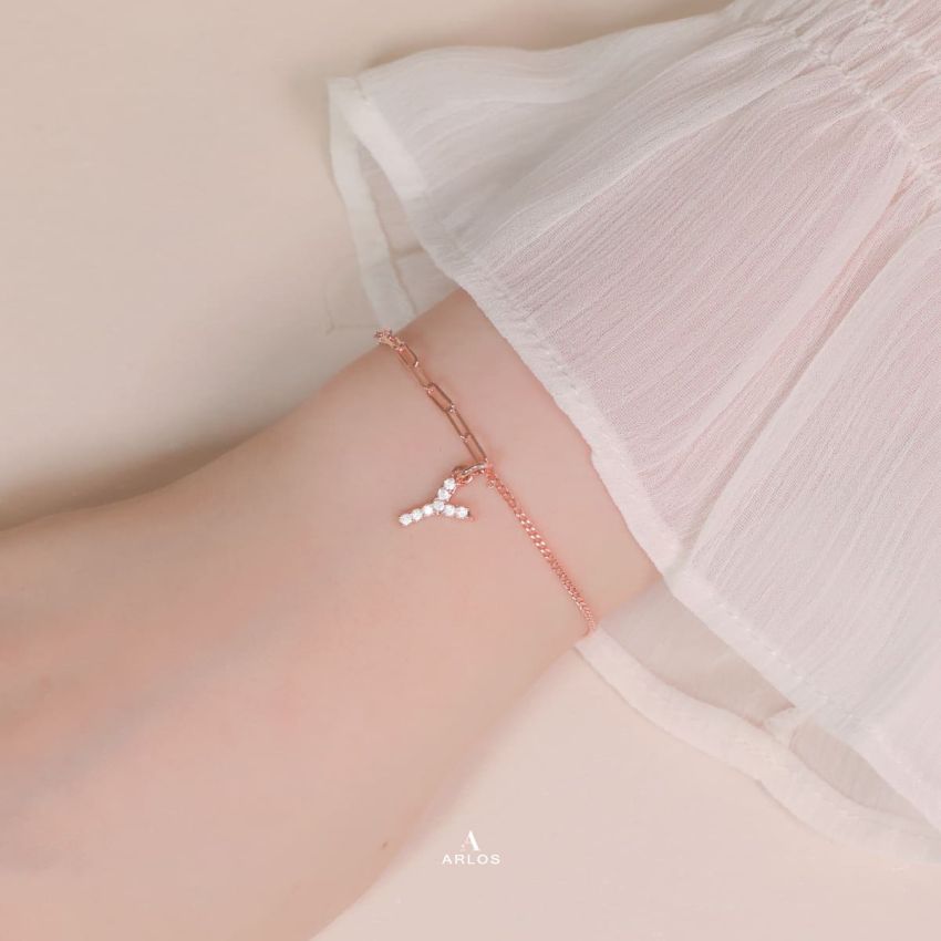 Trésor 字母 [ Y ] 手鏈 (玫瑰金)