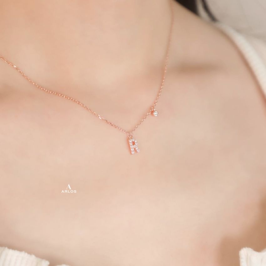 Trésor 字母 [ R ] 頸鏈 (玫瑰金)