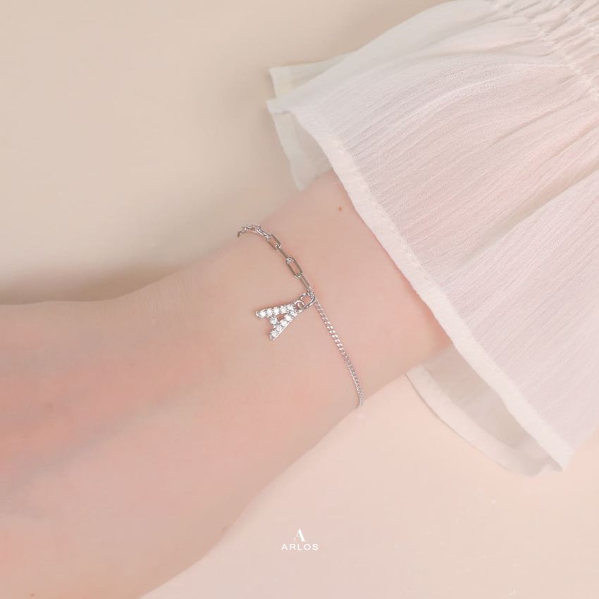 Trésor 字母 [ A ] 手鏈 (白金色)