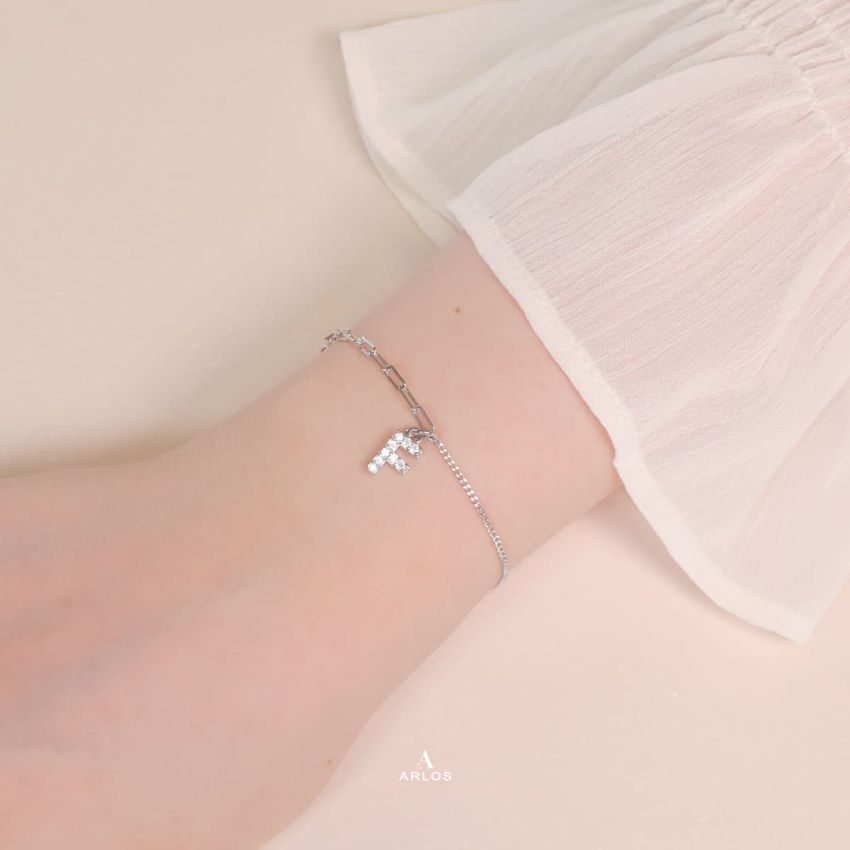 Trésor 字母 [ F ] 手鏈 (白金色)