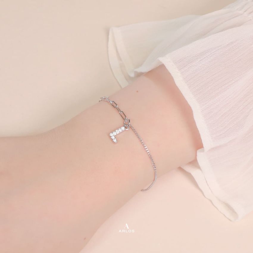 Trésor 字母 [ L ] 手鏈 (白金色)