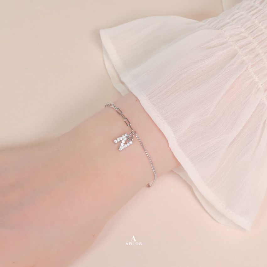 Trésor 字母 [ N ] 手鏈 (白金色)