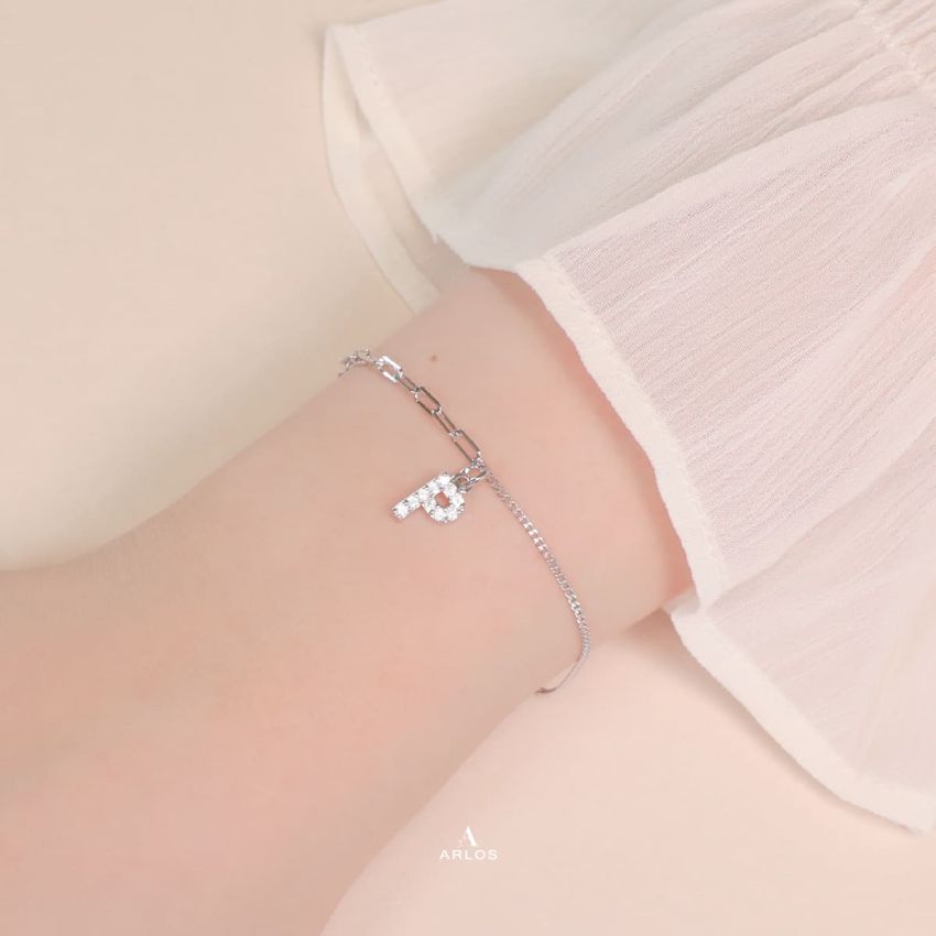 Trésor 字母 [ P ] 手鏈 (白金色)