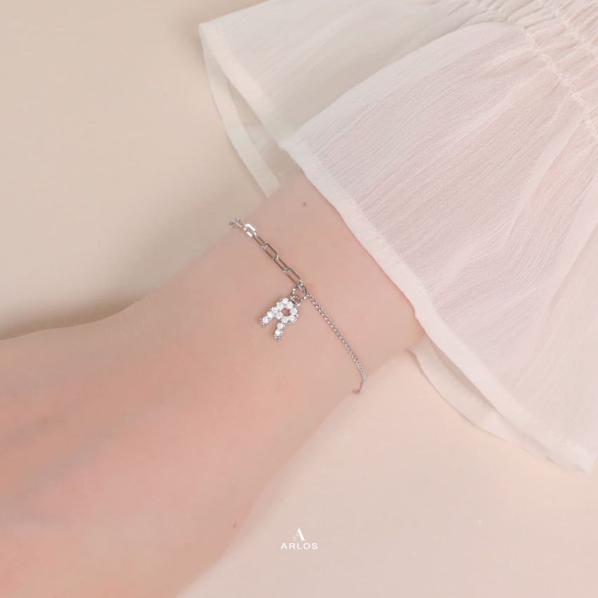 Trésor 字母 [ R ] 手鏈 (白金色)