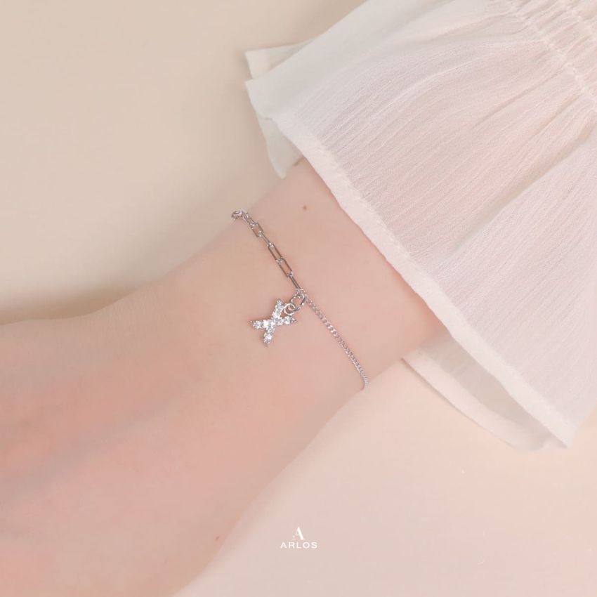 Trésor 字母 [ X ] 手鏈 (白金色)