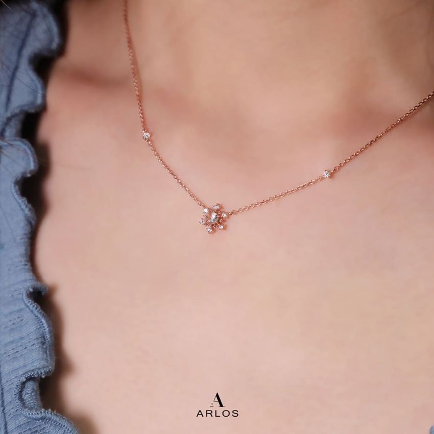 L'amour 閃爍雪花頸鏈 (玫瑰金)