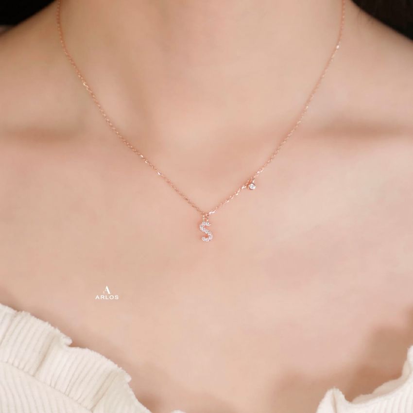 Trésor 字母 [ S ] 頸鏈 (玫瑰金)