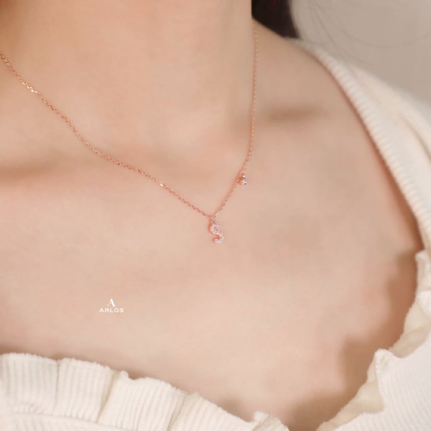 Trésor 字母 [ S ] 頸鏈 (玫瑰金)