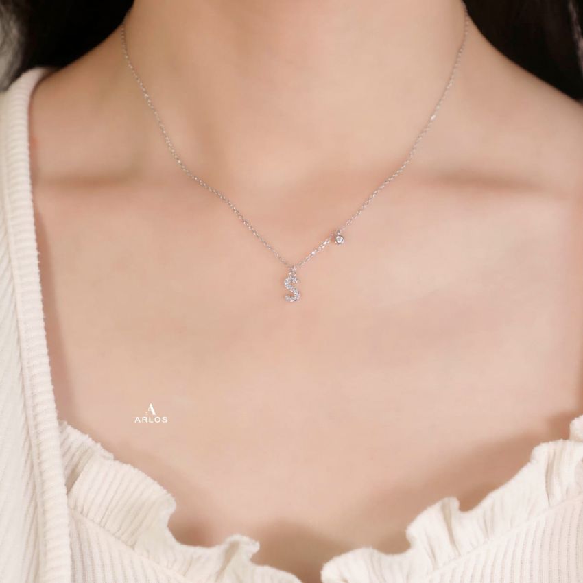 Trésor 字母 [ S ] 頸鏈 (白金色)