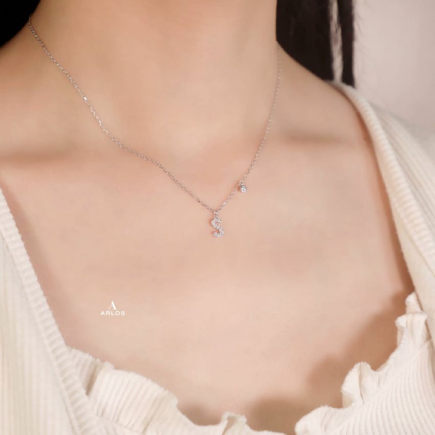 Trésor 字母 [ S ] 頸鏈 (白金色)