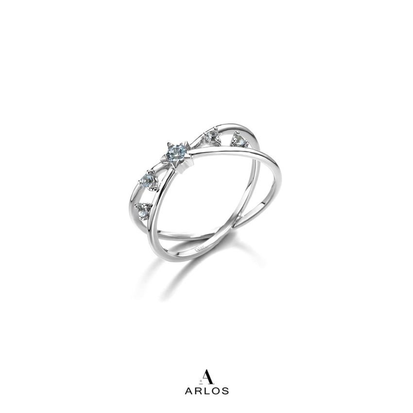 托帕石星辰9K白金戒指