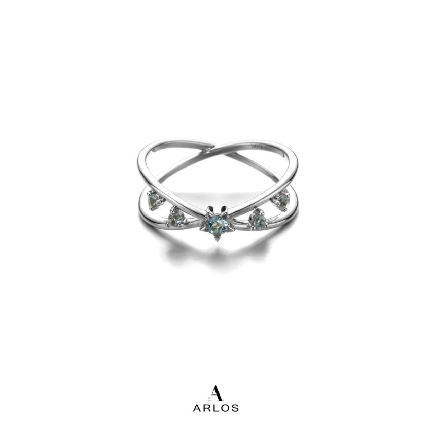 托帕石星辰9K白金戒指