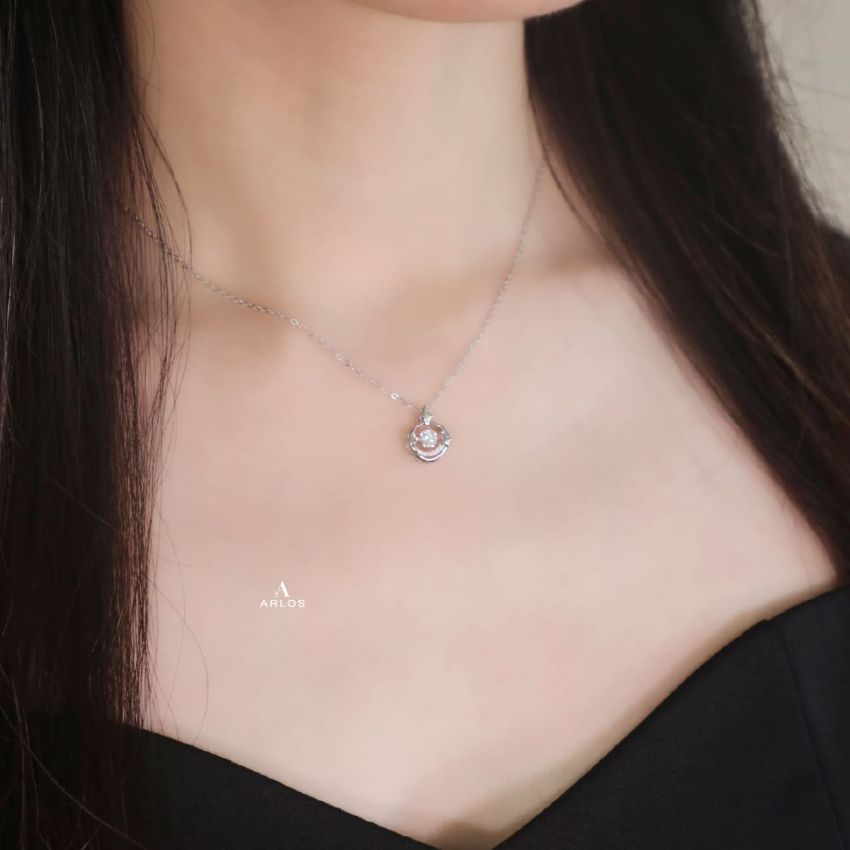 閃爍星光跳動頸鏈 (白金色)