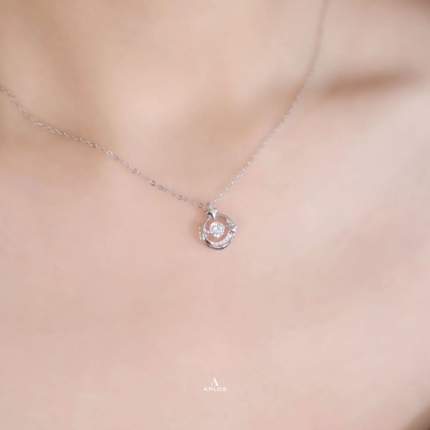 閃爍星光跳動頸鏈 (白金色)