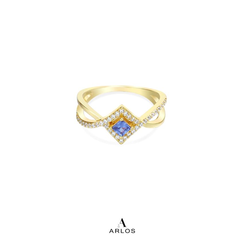 坦桑石寶石交叉戒指