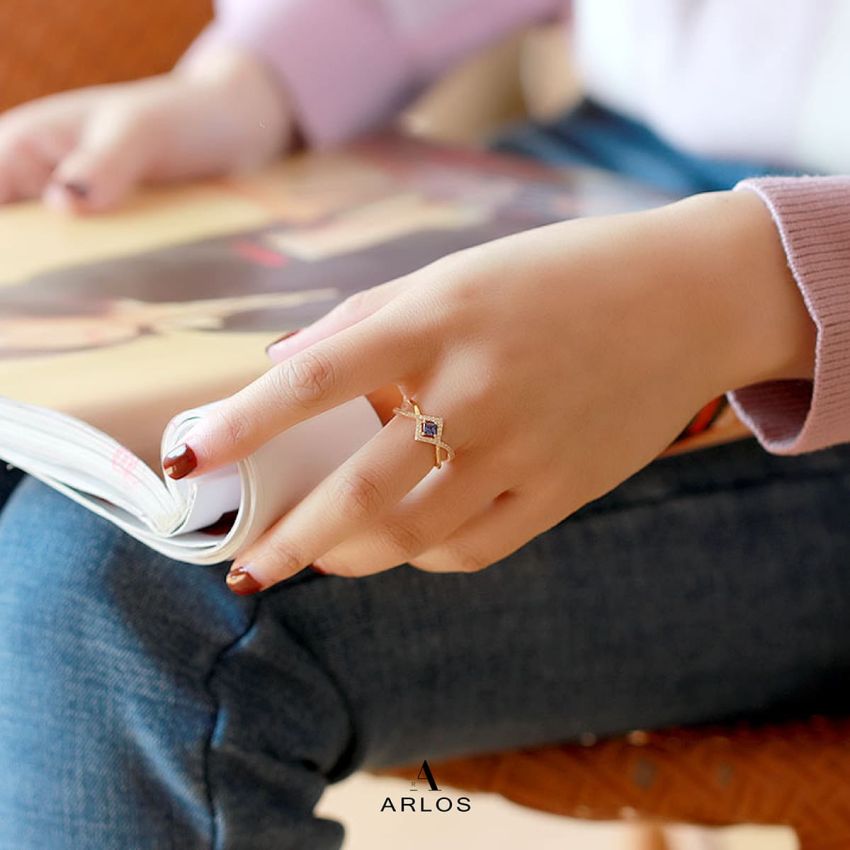 坦桑石寶石交叉戒指