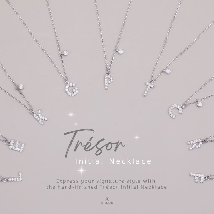 Trésor 字母 [ C ] 頸鏈 (白金色)