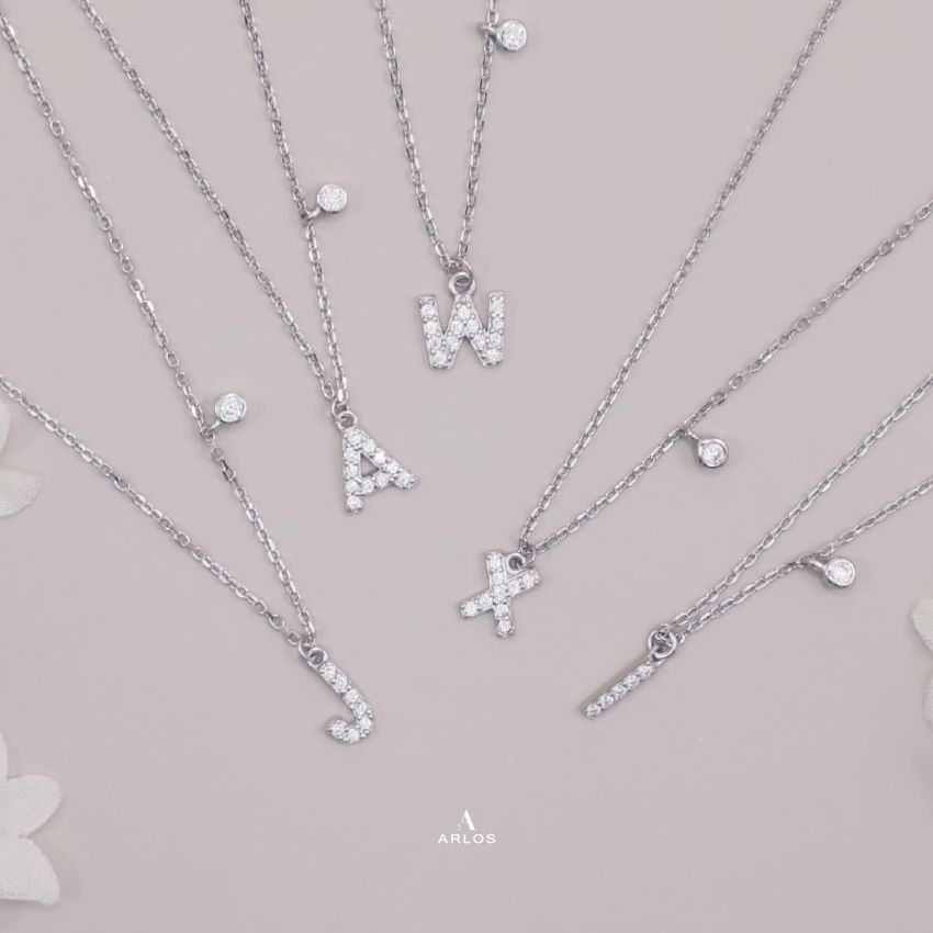 Trésor 字母 [ X ] 頸鏈 (白金色)