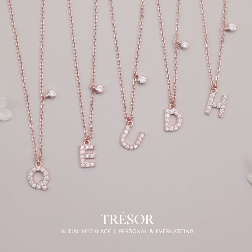 Trésor 字母 [ Q ] 頸鏈 (玫瑰金)