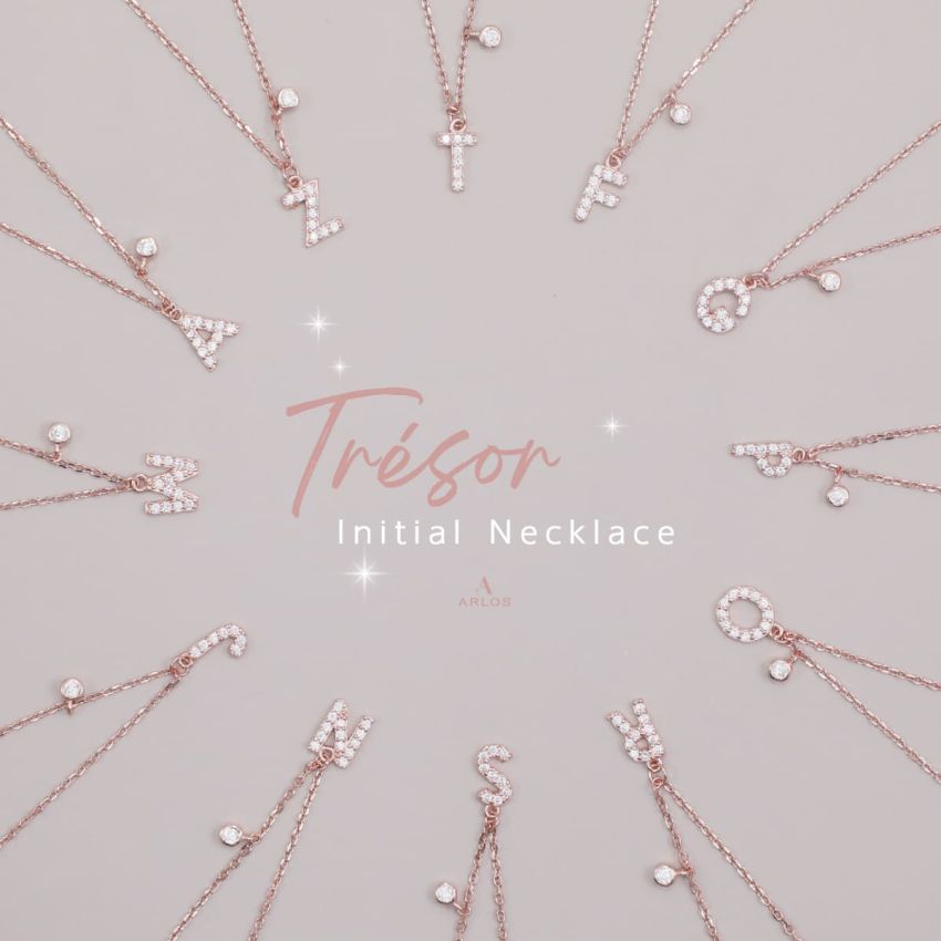Trésor 字母 [ R ] 頸鏈 (玫瑰金)