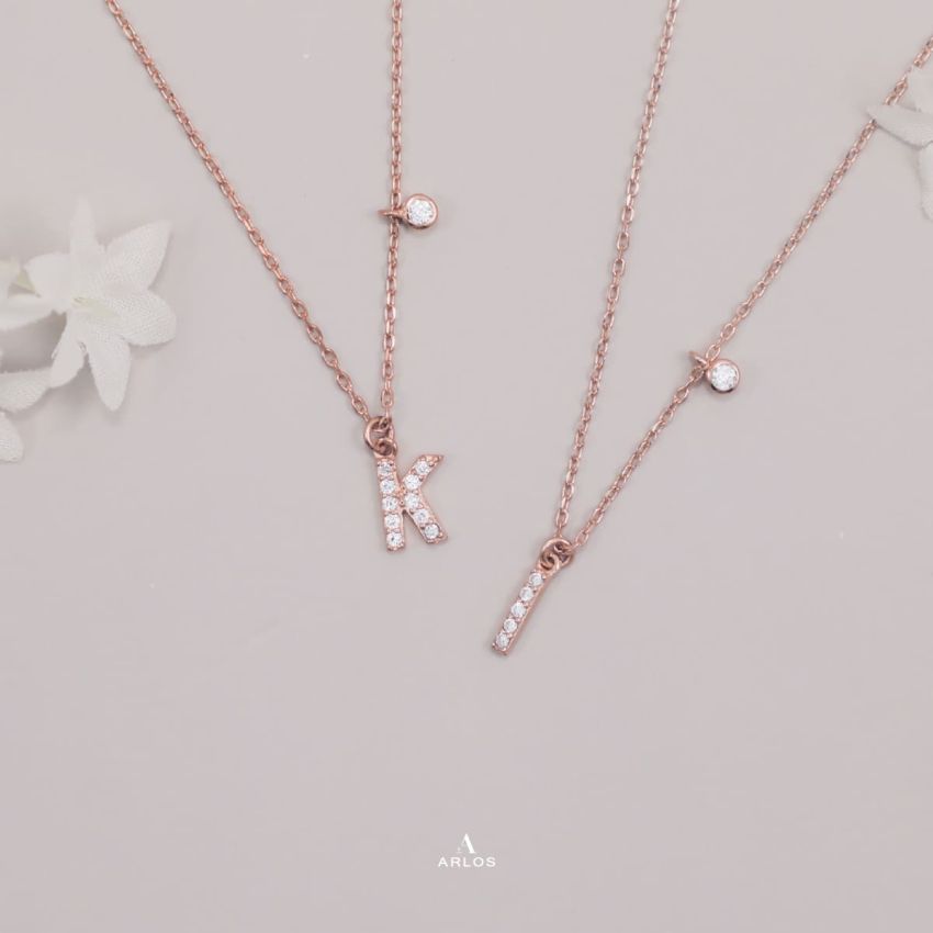 Trésor 字母 [ K ] 頸鏈 (玫瑰金)