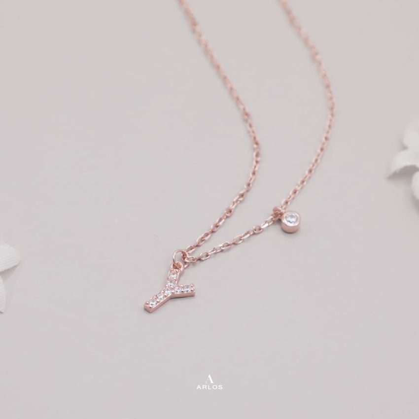 Trésor 字母 [ Y ] 頸鏈 (玫瑰金)