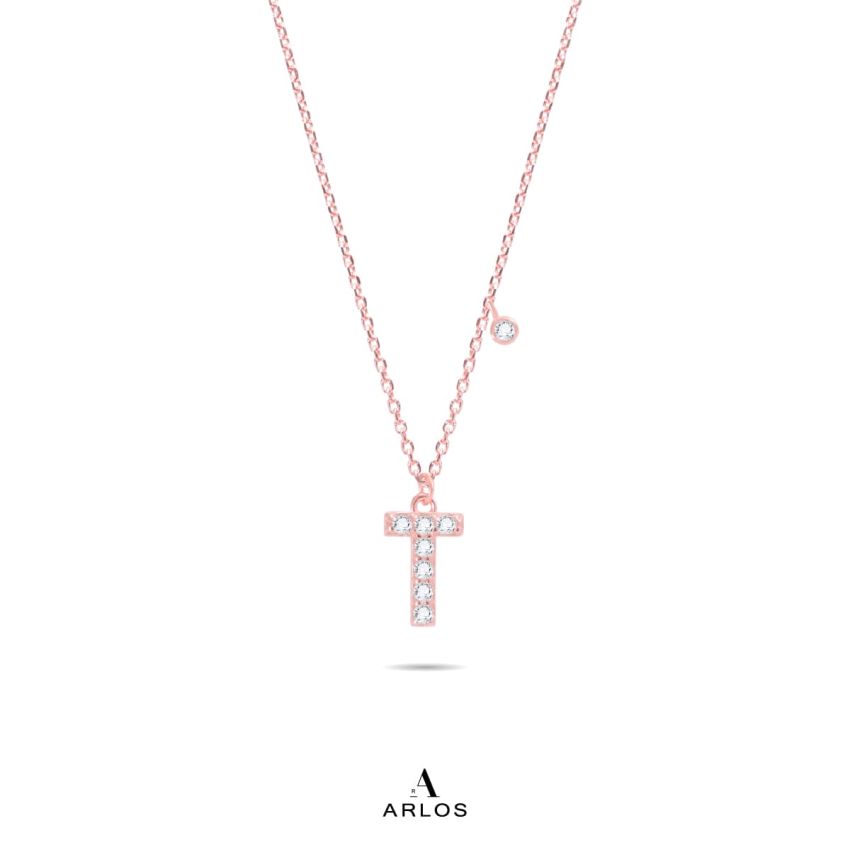 Trésor 字母 [ T ] 頸鏈 (玫瑰金)