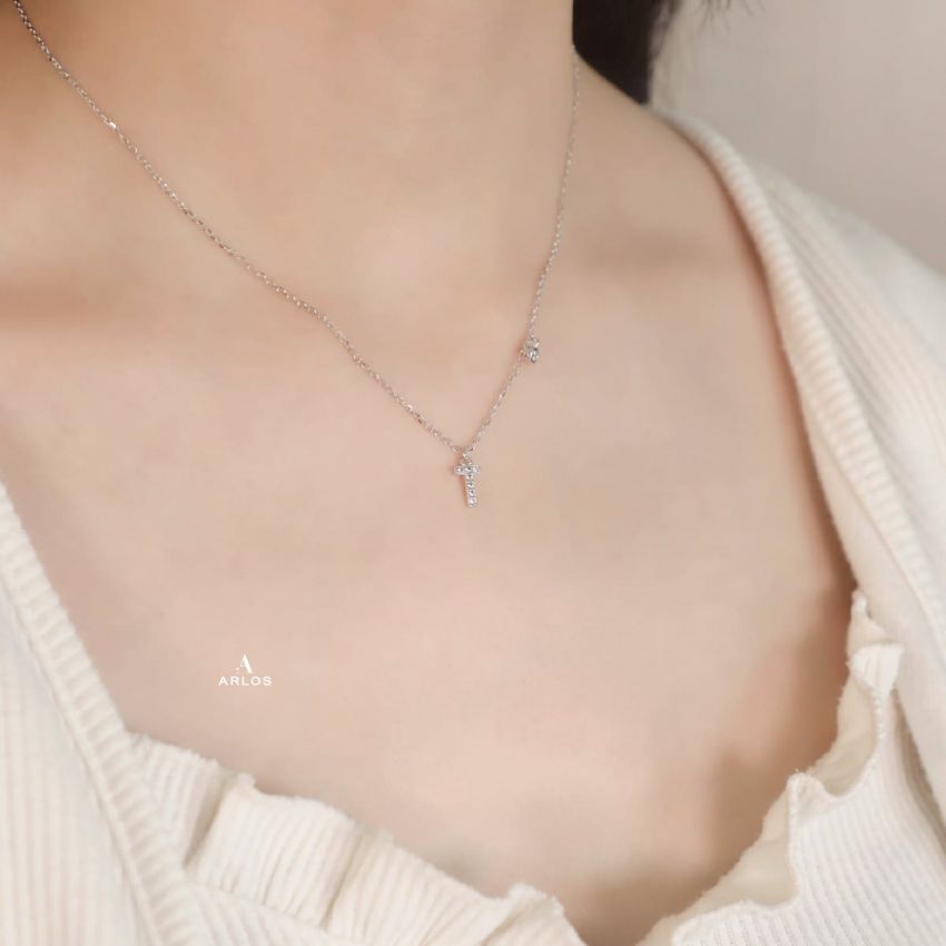 Trésor 字母 [ T ] 頸鏈 (白金色)