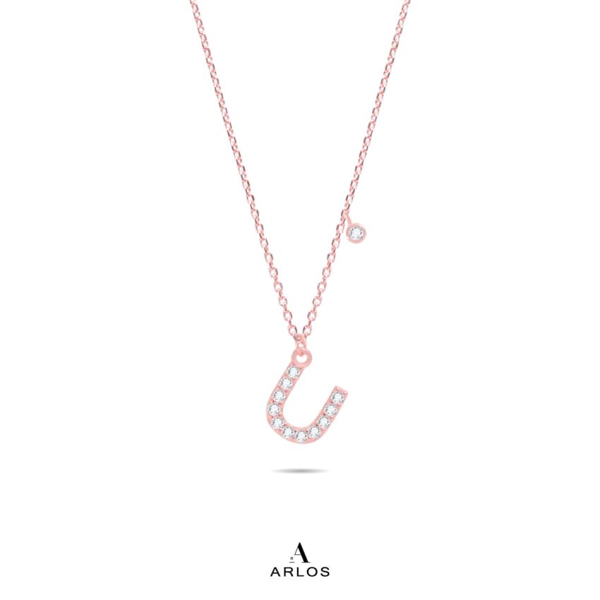 Trésor 字母 [ U ] 頸鏈 (玫瑰金)