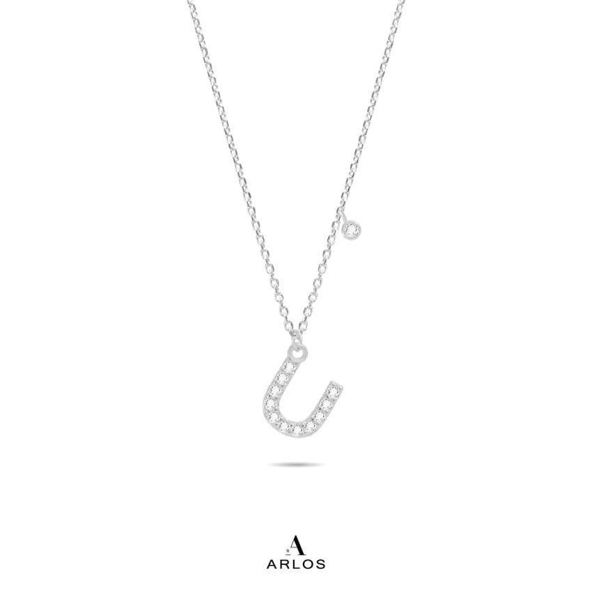 Trésor 字母 [ U ] 頸鏈 (白金色)