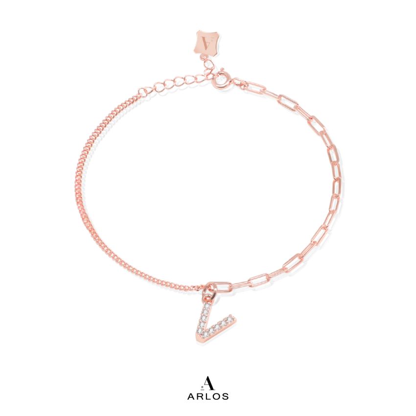 Trésor 字母 [ V ] 手鏈 (玫瑰金)