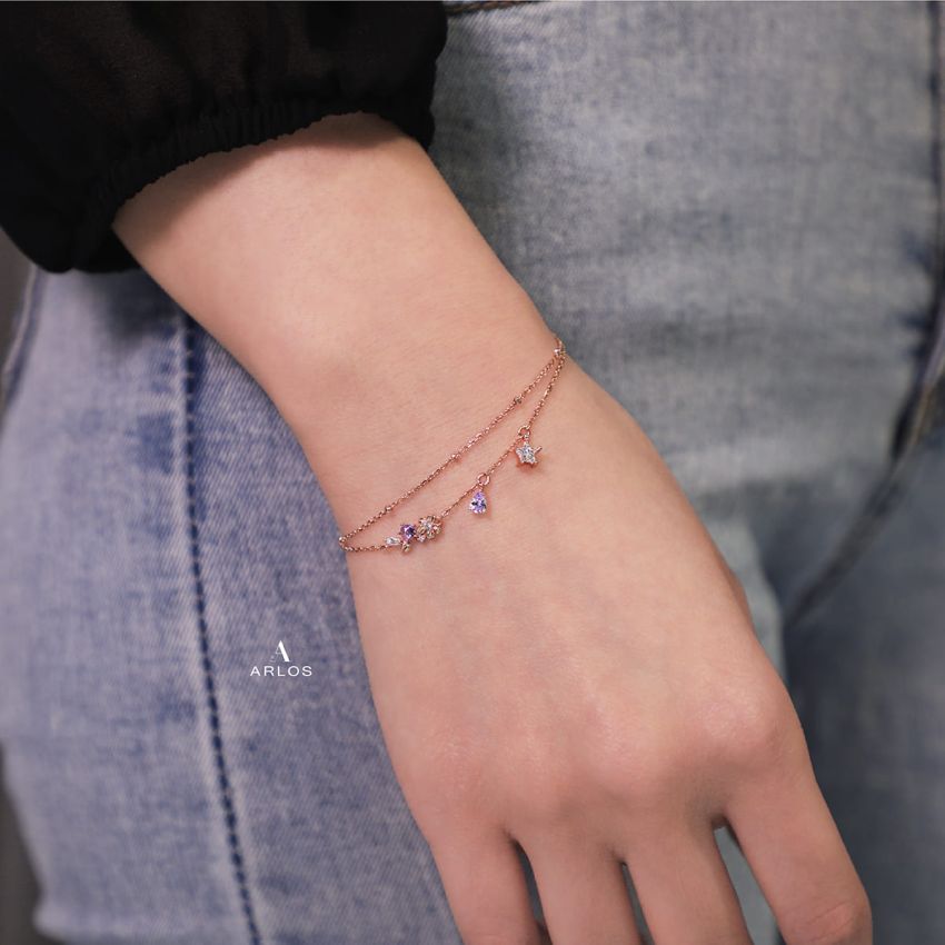 L'amour 優雅紫色小花手鏈