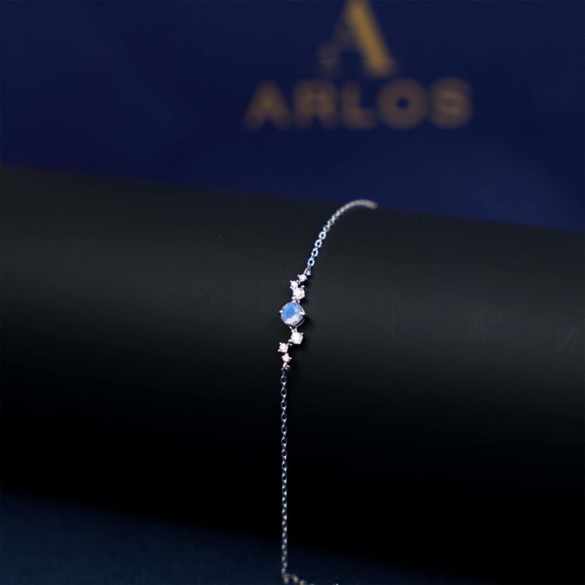 L'amour 繁星藍月亮石手鏈 (白金色)