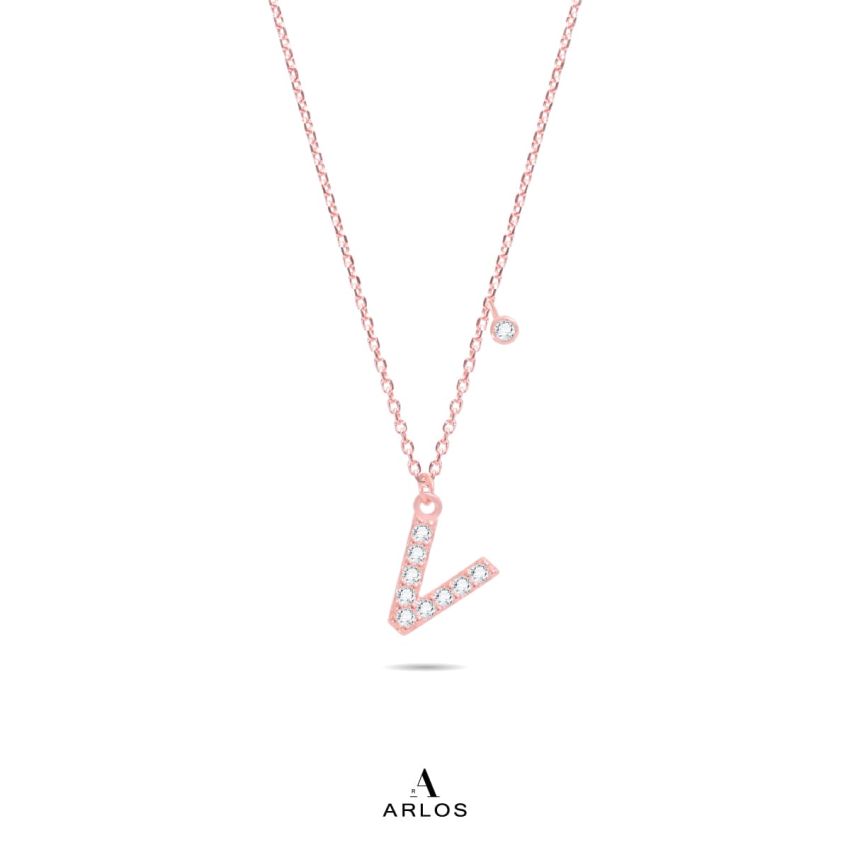 Trésor 字母 [ V ] 頸鏈 (玫瑰金)