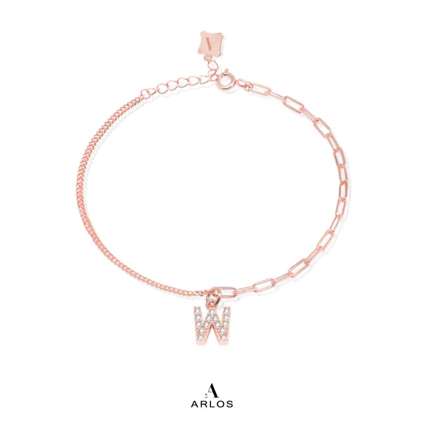 Trésor 字母 [ W ] 手鏈 (玫瑰金)