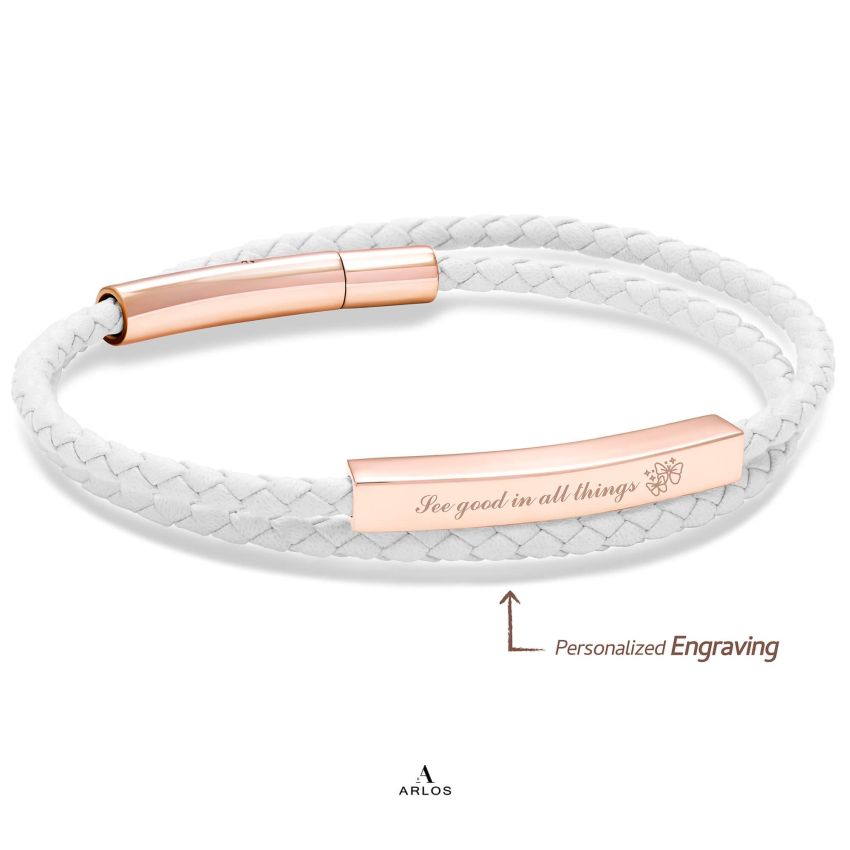 Le Tien 雙層皮革手環 (星光白)